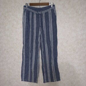 Old‎ Navy Women's Blue White Striped Drawstring Linen Pants Size Small